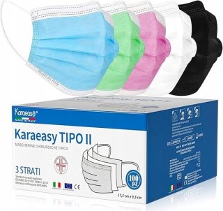 100x MASECZKA MASKA JEDNORAZOWA 3-WARSTWOWA MIX 100 SZTUK