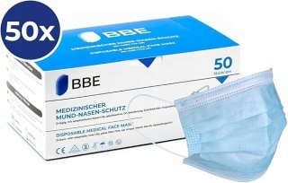50x MASECZKA JEDNORAZOWA 3-WARSTWOWA NIEBIESKA 50 SZTUK