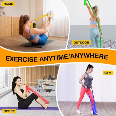 GUMY TAŚMY OPOROWE DO ĆWICZEŃ FITNESS 4 SZTUKI 2M + ETUI