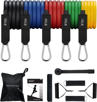 GUMY TAŚMY OPOROWE DO ĆWICZEŃ TRENINGOWE FITNESS 5 SZTUK ZESTAW