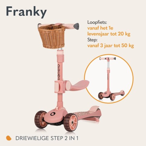 HULAJNOGA SKŁADANA ROWEREK BIEGOWY 2W1 DLA DZIECI LIONELO FRANKY RÓŻOWA
