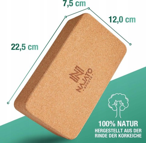 KOSTKA KLOCEK DO JOGI PILATES FITNESS BLOK DO ĆWICZEŃ 2 SZTUKI KORKOWY