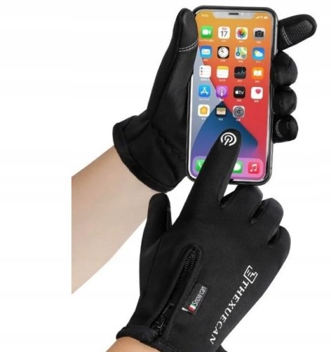 RĘKAWICE RĘKAWICZKI ZIMOWE DOTYKOWE OCIEPLANE CZARNE R. L