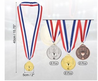 MEDALE KOMPLET ZŁOTY SREBRNY BRĄZ UNIWERSALNY ZESTAW 5CM