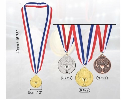 MEDALE KOMPLET ZŁOTY SREBRNY BRĄZ UNIWERSALNY ZESTAW 5CM