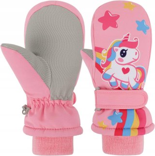 RĘKAWICE NARCIARSKIE ZIMOWE DZIECIĘCE JEDNOROŻEC 19 CM 4-7 LAT