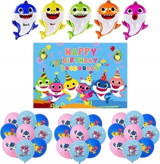 ZESTAW BALONÓW URODZINOWYCH 5x BALON FOLIOWY REKIN +12