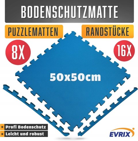 8x PUZZLE PIANKOWE NA SIŁOWNIĘ DO ĆWICZEŃ BASEN 50x50CM 8 SZTUK