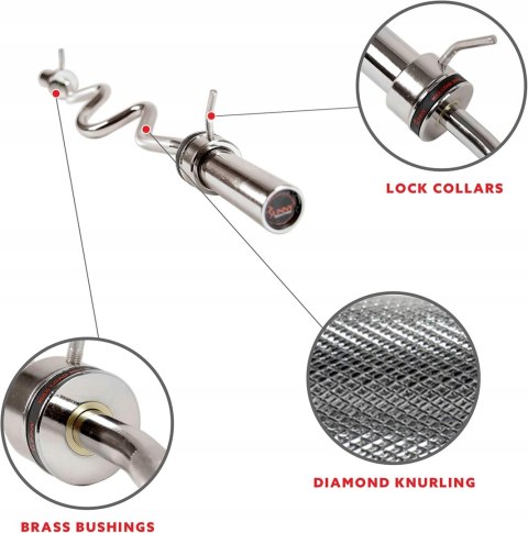 GRYF MOCNO ŁAMANY SZTANGA 122CM STALOWY CHROMOWANY 35MM SUNNY