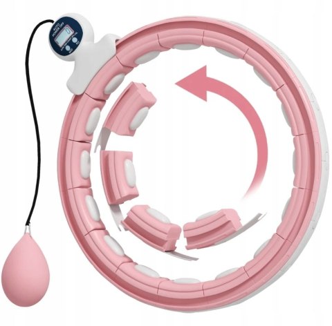 HULAHOP HULA HOP SKŁADANE Z OBCIĄŻENIEM ODCHUDZAJĄCE LICZNIK RÓŻOWE