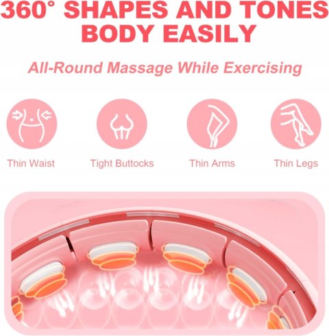 HULAHOP HULA HOP SKŁADANE Z OBCIĄŻENIEM ODCHUDZAJĄCE LICZNIK RÓŻOWE