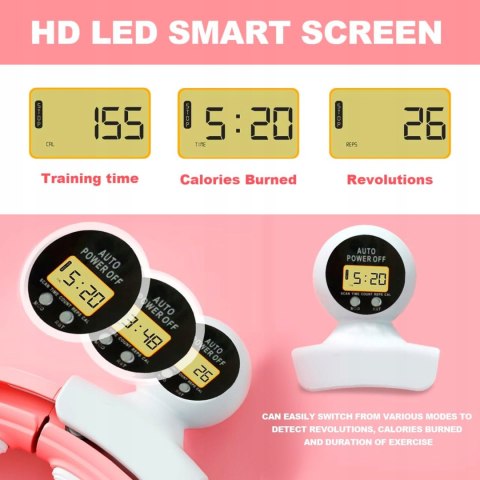 HULAHOP HULA HOP SKŁADANE Z OBCIĄŻENIEM ODCHUDZAJĄCE LICZNIK RÓŻOWE