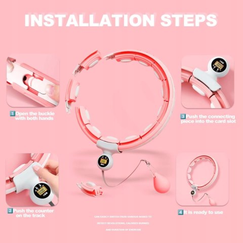 HULAHOP HULA HOP SKŁADANE Z OBCIĄŻENIEM ODCHUDZAJĄCE LICZNIK RÓŻOWE