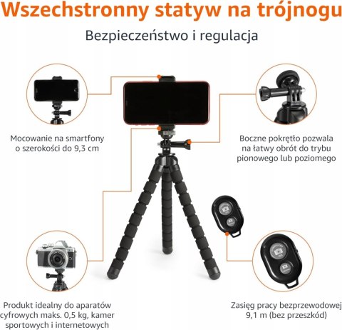 MINI STATYW TRIPOD ELASTYCZNY DO TELEFONU GOPRO APARATU AMAZON BASICS