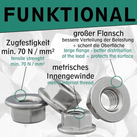 NAKRĘTKA KOŁNIERZOWA M6 NIERDZEWNA DIN6923 A2 V2A M6 200 SZTUKI