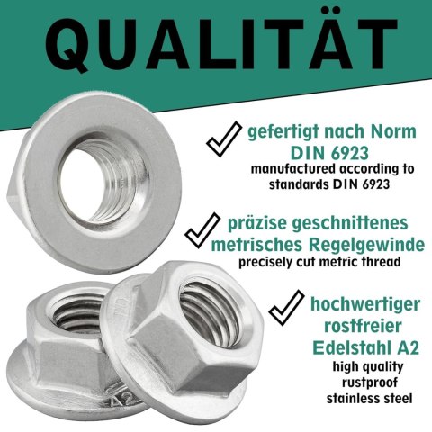 NAKRĘTKA KOŁNIERZOWA M6 NIERDZEWNA DIN6923 A2 V2A M6 200 SZTUKI
