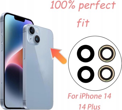 OSŁONA OBIEKTYWU SZKŁO SZKIEŁKO TYLNEGO APARATU DO APPLE iPHONE 14/14 PLUS