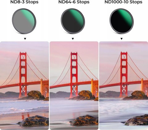 ZESTAW FILTRÓW SZARYCH ND 72MM ND8 ND64 ND1000 K&F CONCEPT NANO-K
