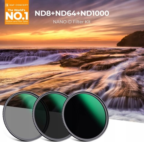 ZESTAW FILTRÓW SZARYCH ND 72MM ND8 ND64 ND1000 K&F CONCEPT NANO-K