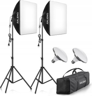 2x SOFTBOX ZESTAW STUDYJNY FOTGRAFICZNY LED 50W RALENO + STATYWY