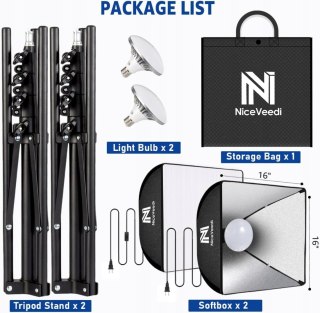 2x SOFTBOX ZESTAW STUDYJNY OŚWIETLENIOWY 40x40CM + STATYWY ŻARÓWKI