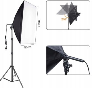 2x SOFTBOX ZESTAW STUDYJNY OŚWIETLENIOWY 50x70CM + STATYWY ŻARÓWKI AOKEOU