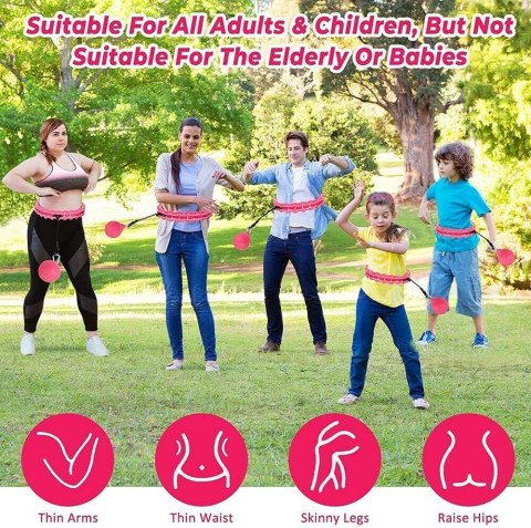 HULAHOP HULA HOP SKŁADANE Z OBCIĄŻENIEM ODCHUDZAJĄCE RÓŻOWE + MIARKA