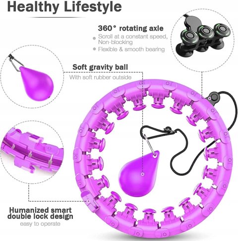 HULAHOP HULA HOP SKŁADANE Z OBCIĄŻENIEM ODCHUDZAJĄCE RÓŻOWE