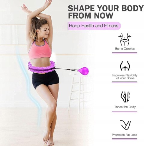 HULAHOP HULA HOP SKŁADANE Z OBCIĄŻENIEM ODCHUDZAJĄCE RÓŻOWE