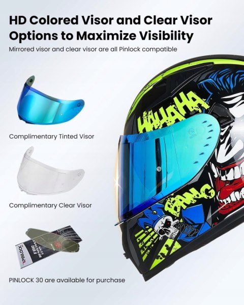KASK MOTOCYKLOWY ILM ILM-Z501 L 59-60CM SURPRISE YELLOW + PINLOCK