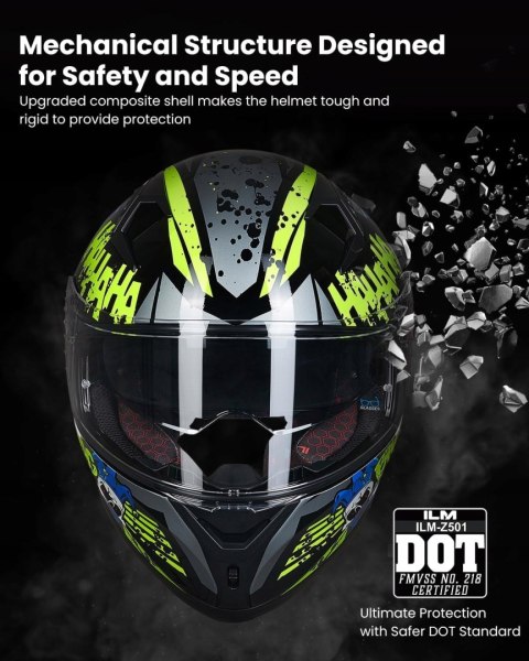 KASK MOTOCYKLOWY ILM ILM-Z501 L 59-60CM SURPRISE YELLOW + PINLOCK