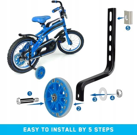 KÓŁKA BOCZNE ŚWIECĄCE DO ROWERKA DZIECIĘCEGO UNIWERSALNE 12-20'' NIEBIESKIE