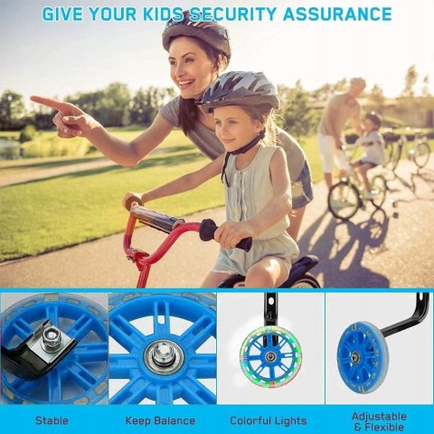 KÓŁKA BOCZNE ŚWIECĄCE DO ROWERKA DZIECIĘCEGO UNIWERSALNE 12-20'' NIEBIESKIE