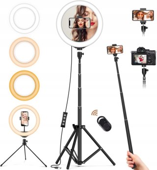 LAMPA PIERŚCIENIOWA RING USB 10" STATYW MONOPOD UCHWYT NA TELEFON PILOT