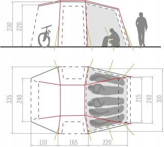 NAMIOT SAMOCHODOWY PRZYSTAWKA VAUDE DRIVE VAN XT 5P PIASKOWY