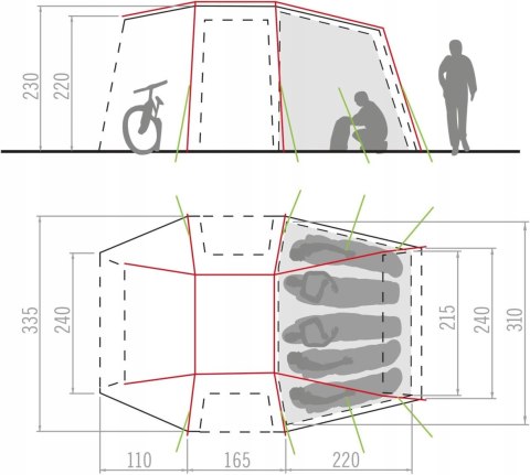NAMIOT SAMOCHODOWY PRZYSTAWKA VAUDE DRIVE VAN XT 5P PIASKOWY