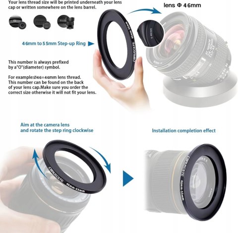 PIERŚCIEŃ REDUKCYJNY REDUKCJA FILTROWA 46-55MM STEP-UP ADAPTER