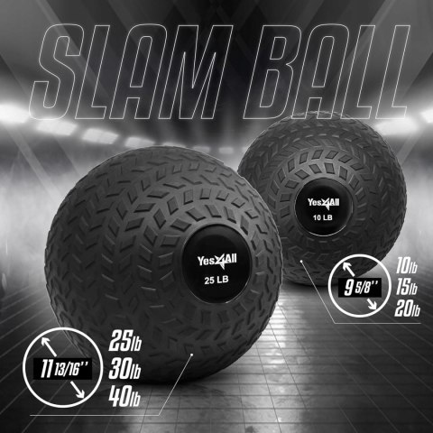 PIŁKA LEKARKA DO ĆWICZEŃ REHABILITACJI YES4ALL SLAM BALL 6,8KG 25CM