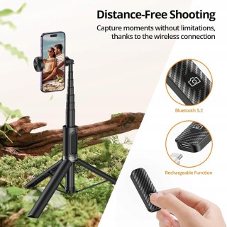 SELFIE STICK KIJEK DO KAMERY STATYW TRIPOD BLUETOOTH 140CM ATUMTEK