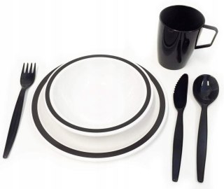 ZESTAW NACZYŃ KEMPINGOWYCH TURYSTYCZNYCH HARFIELD BLACK & WHITE DUO