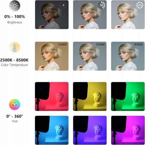 2x LAMPA STUDYJNA DIODOWA FOTOGRAFICZNA LED RGB NEEWER RGB168 2500K-8500K