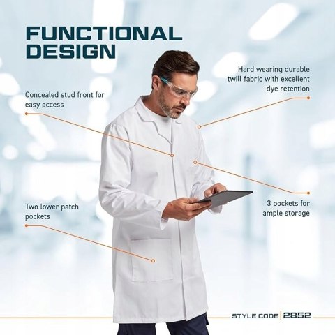 FARTUCH MĘSKI ROBOCZY PORTWEST 2852 BIAŁY R. XL