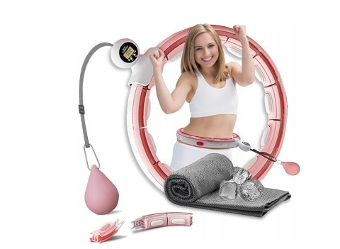 HULAHOP HULA HOP SKŁADANE Z OBCIĄŻENIEM ODCHUDZAJĄCE LICZNIK K-MART RÓŻOWE