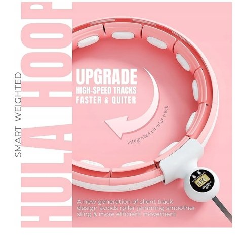 HULAHOP HULA HOP SKŁADANE Z OBCIĄŻENIEM ODCHUDZAJĄCE LICZNIK K-MART RÓŻOWE