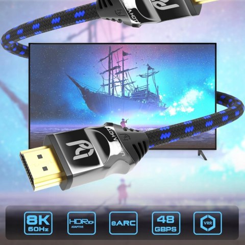 KABEL PRZEJŚCIÓWKA HDMI 2.1 ULTRA HDTV HDMI 2.1 OPLOT 1M 48Gb/s