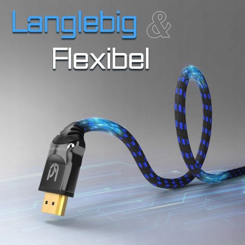 KABEL PRZEJŚCIÓWKA HDMI 2.1 ULTRA HDTV HDMI 2.1 OPLOT 1M 48Gb/s