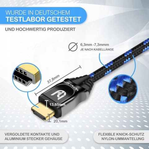 KABEL PRZEJŚCIÓWKA HDMI 2.1 ULTRA HDTV HDMI 2.1 OPLOT 1M 48Gb/s