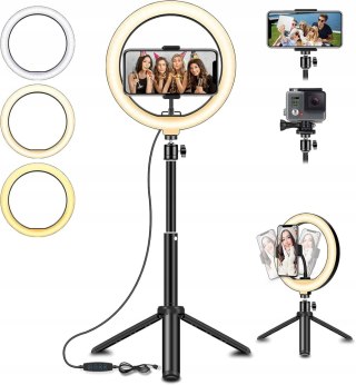 LAMPA PIERŚCIENIOWA FOTOGRAFICZNA DO APARATU TELEFONU KAMERY USB 8''