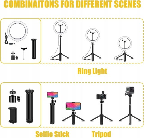 LAMPA PIERŚCIENIOWA FOTOGRAFICZNA DO APARATU TELEFONU KAMERY USB 8''
