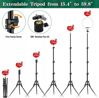LAMPA PIERŚCIENIOWA LED RING RGB 10'' + STATYW UCHWYT NA TELEFON PILOT